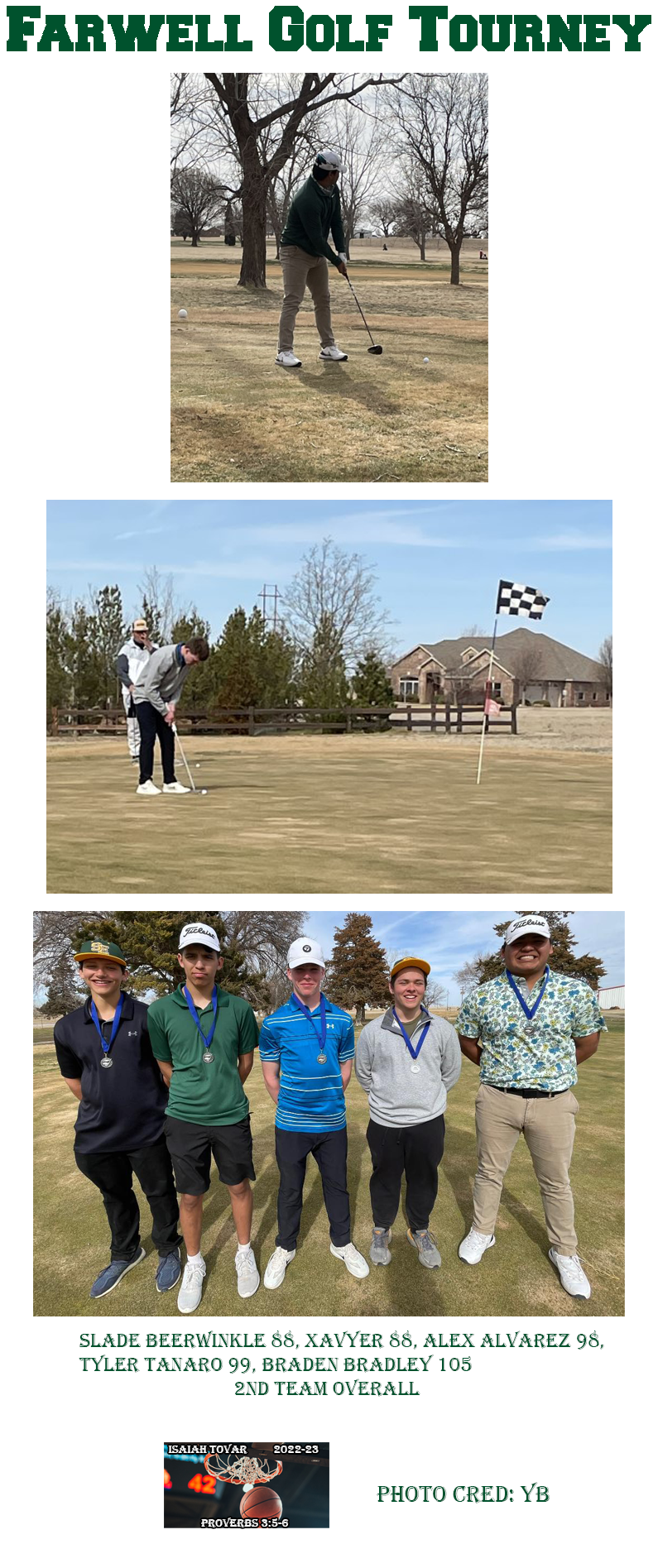 SpringlakeEarth High School Farwell Golf Tourney